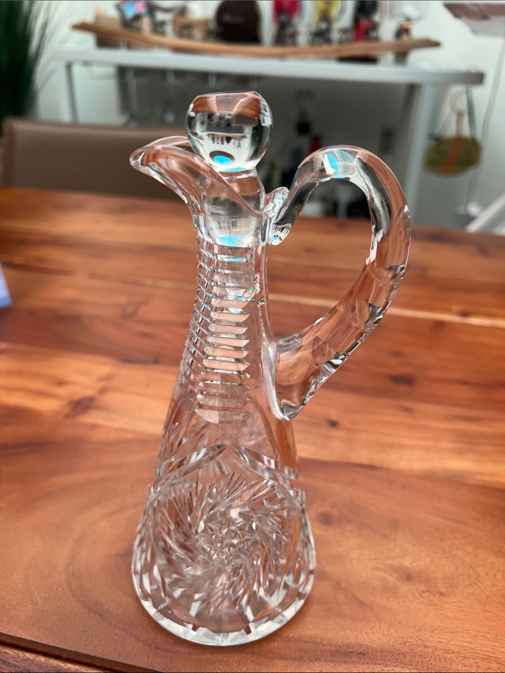 American Brilliant Period Cut Glass Crystal Cruet Vintage - Perfect Condition